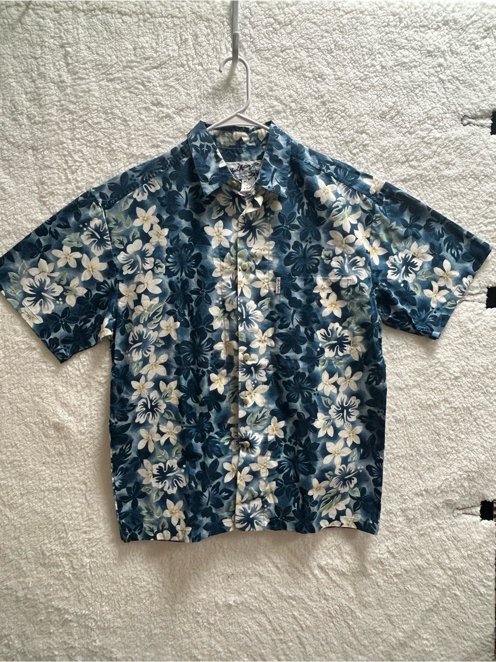 Local Motion Aloha Hawaii Shirt Mens Medium Blue Plumeria NEW Button Collar